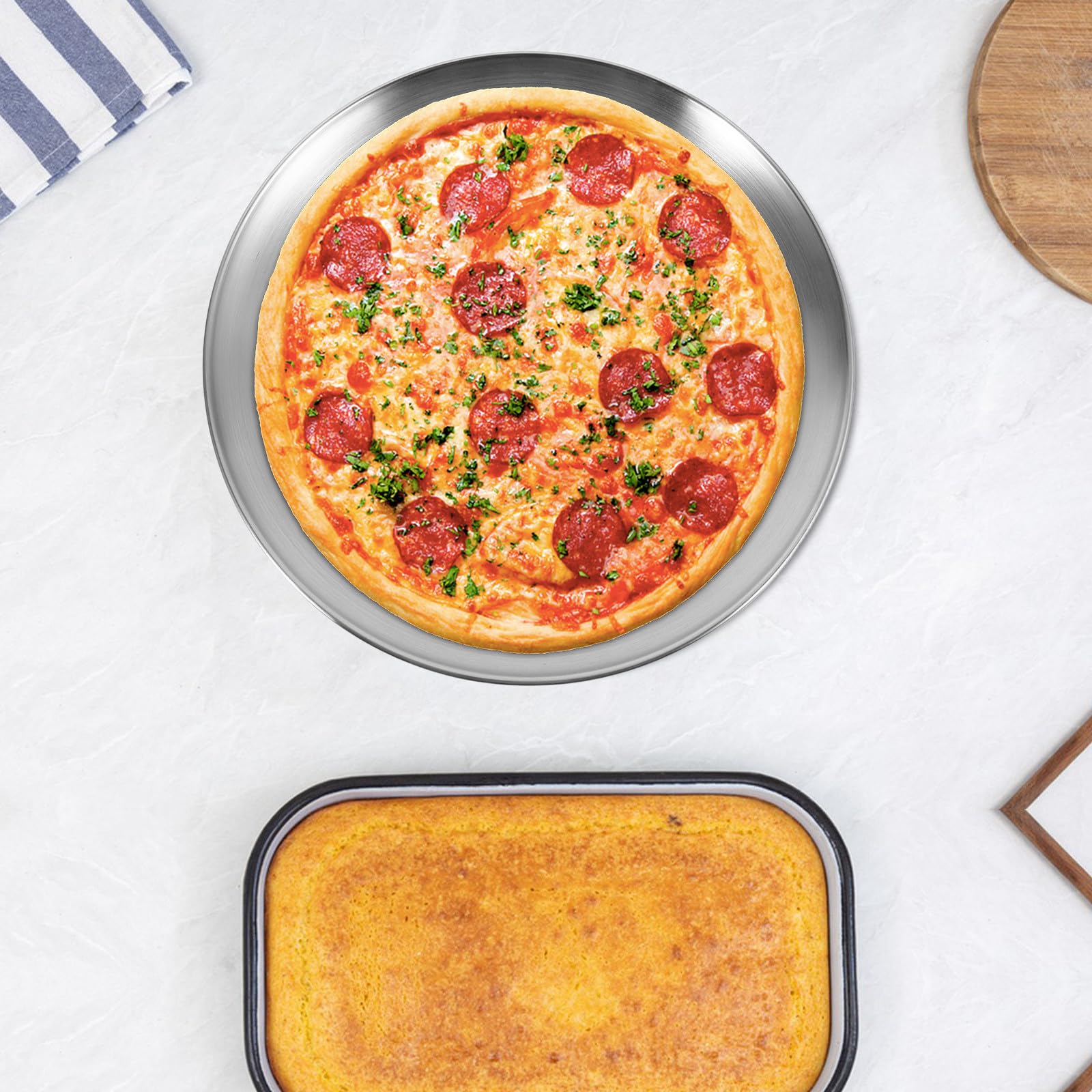 Acier Inoxydable Moule à Pizza Rond Lot de 2, 30cm
