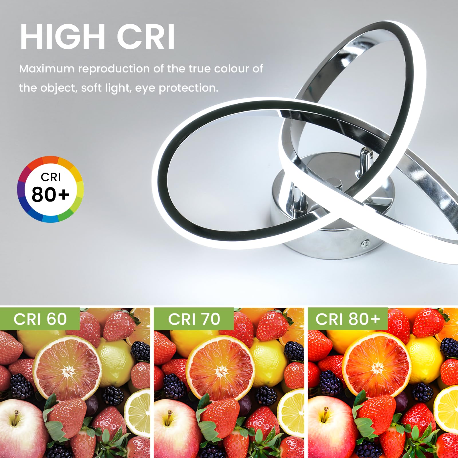 Comely LED Plafoniera Moderna, 22W Plafoniera a Fiore, Lampada da Soffitto Alluminio Argento per Soggiorno Camera da letto Corridoio Cucina, bianco 6500K