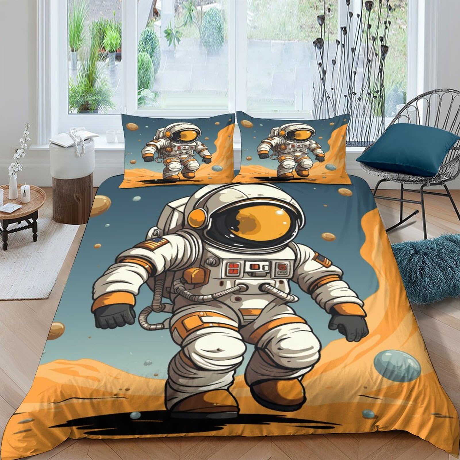 Parure de lit astronaute 3D pour chambre d'enfant et ado passionné d'espace 200x200