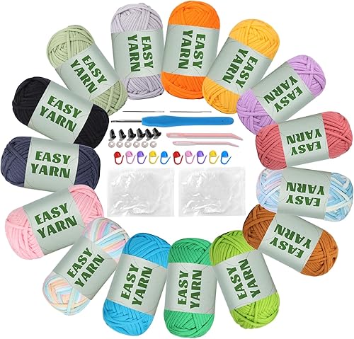 Miniatura 30 de Hilo de 1.76 x 1.76 onzas para tejer y tejer, hilo de algodón fácil de ganchillo para principiantes, con costuras fáciles de ver, peso peinado medio