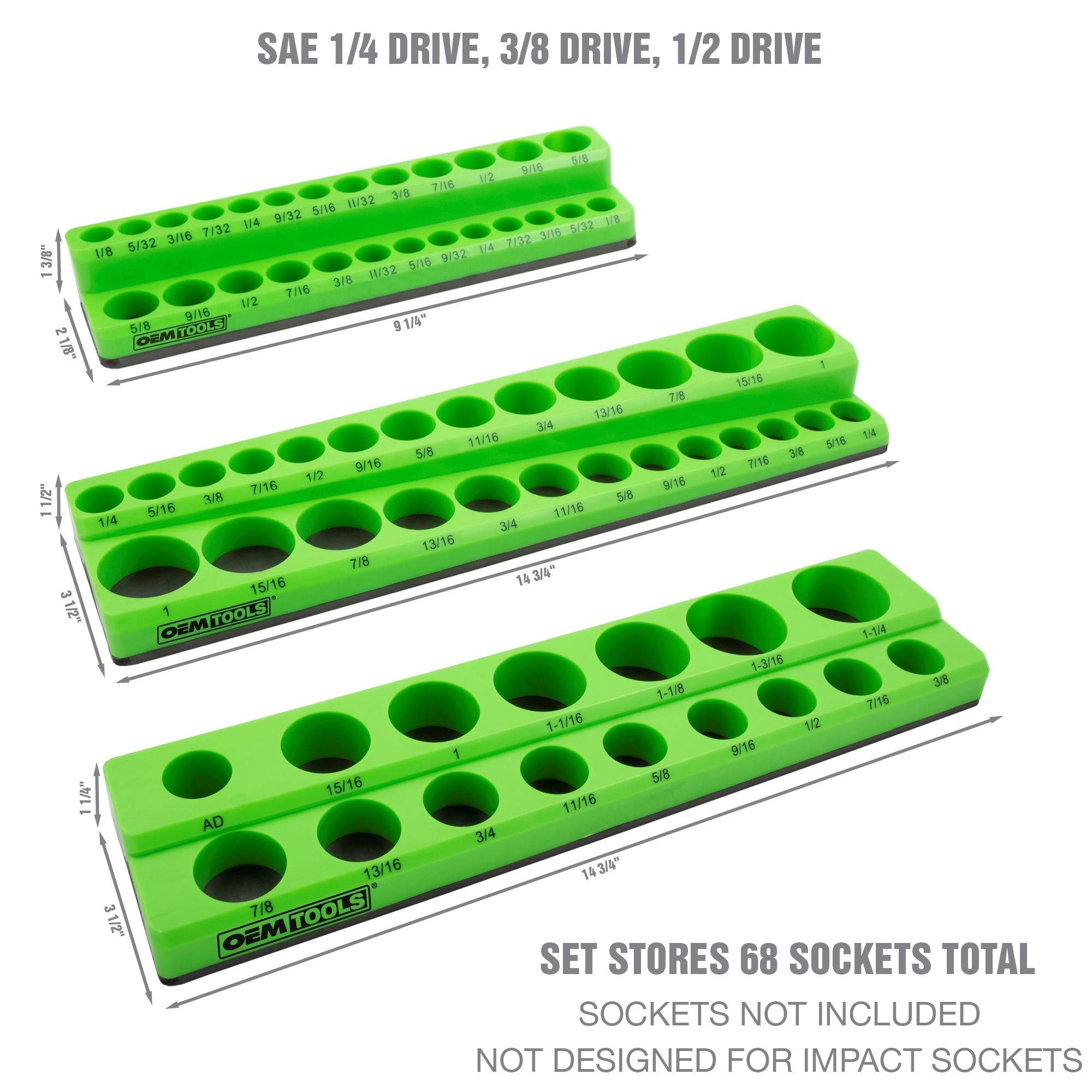 OEMTOOLS 22485 3 Piece SAE Socket Organizers, Socket