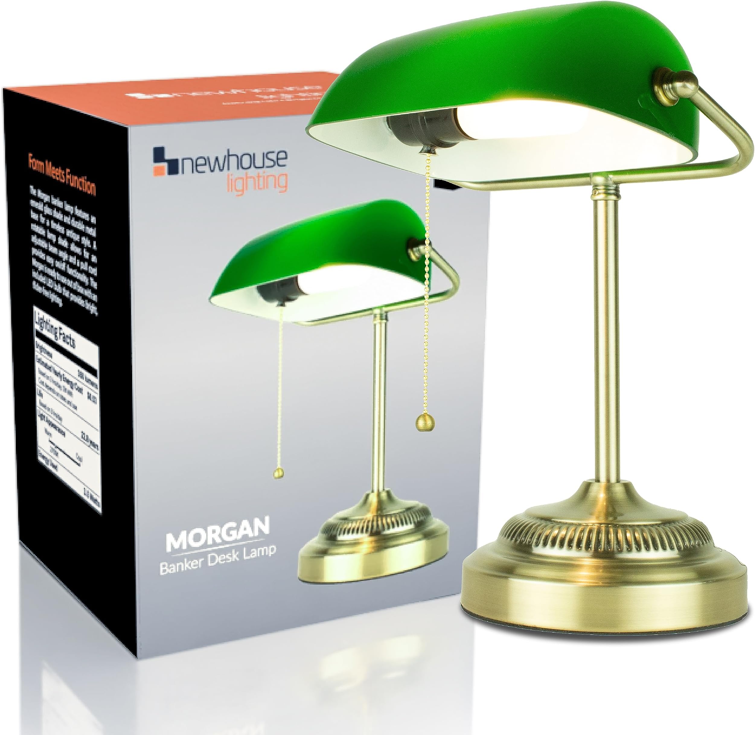 Newhouse Lighting Morgan Antique Green Adjustable Energy-Efficient LED Bankers Desk Lamp