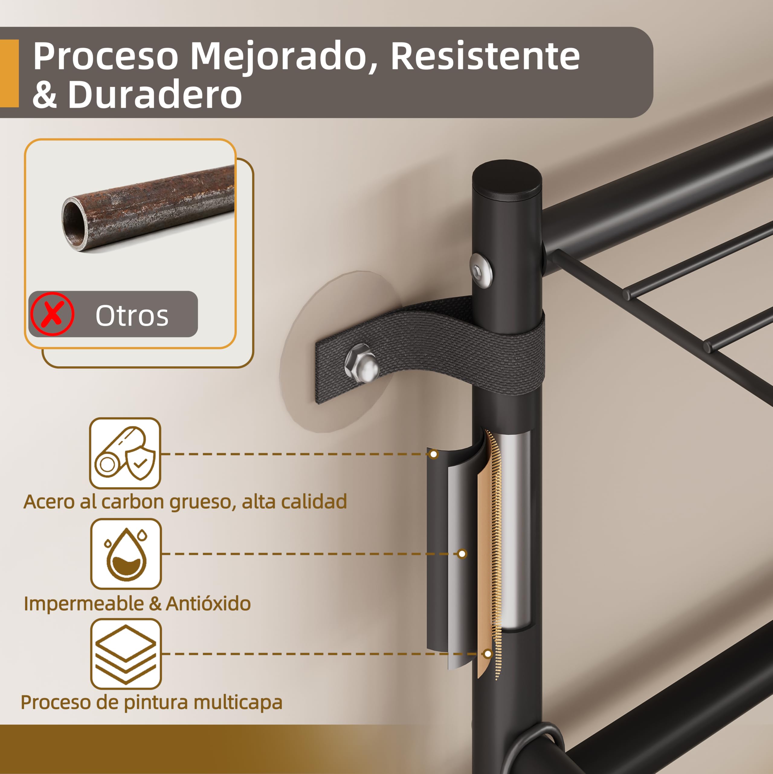 NETEL estanterias almacenaje Cocina de 3 baldas，estanteria Metalica,Altura de los estantes Regulable,Storage Shelves con 4 Ganchos,84 × 32 × 182 cm (L × An × Al)，Negro