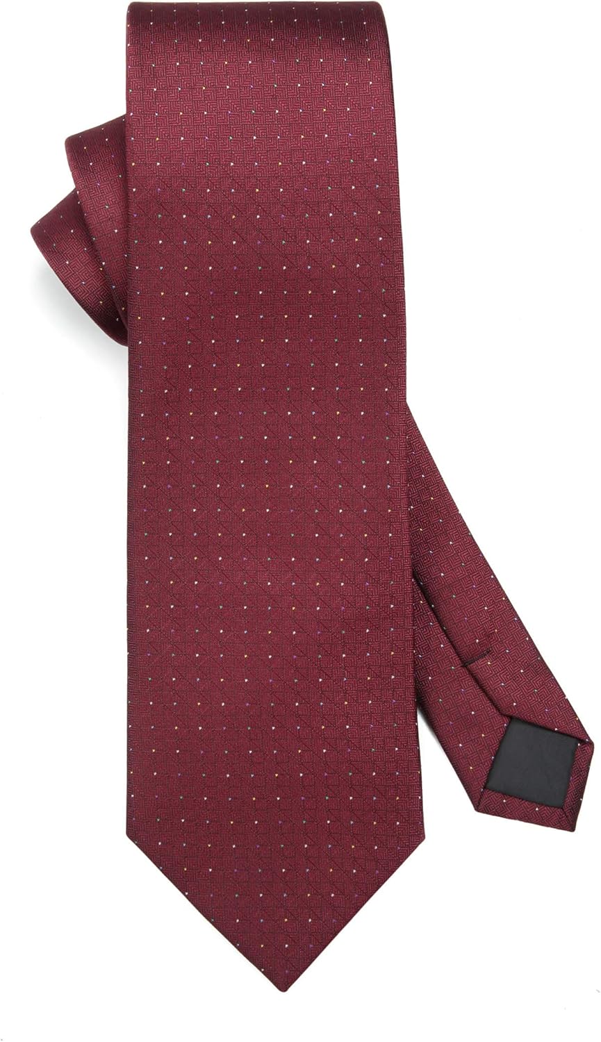 HISDERN Ties for Men Solid Houndstooth Neckties Handkerchief Formal Business Tie & Pocket Square Set Wedding Party - Image 3