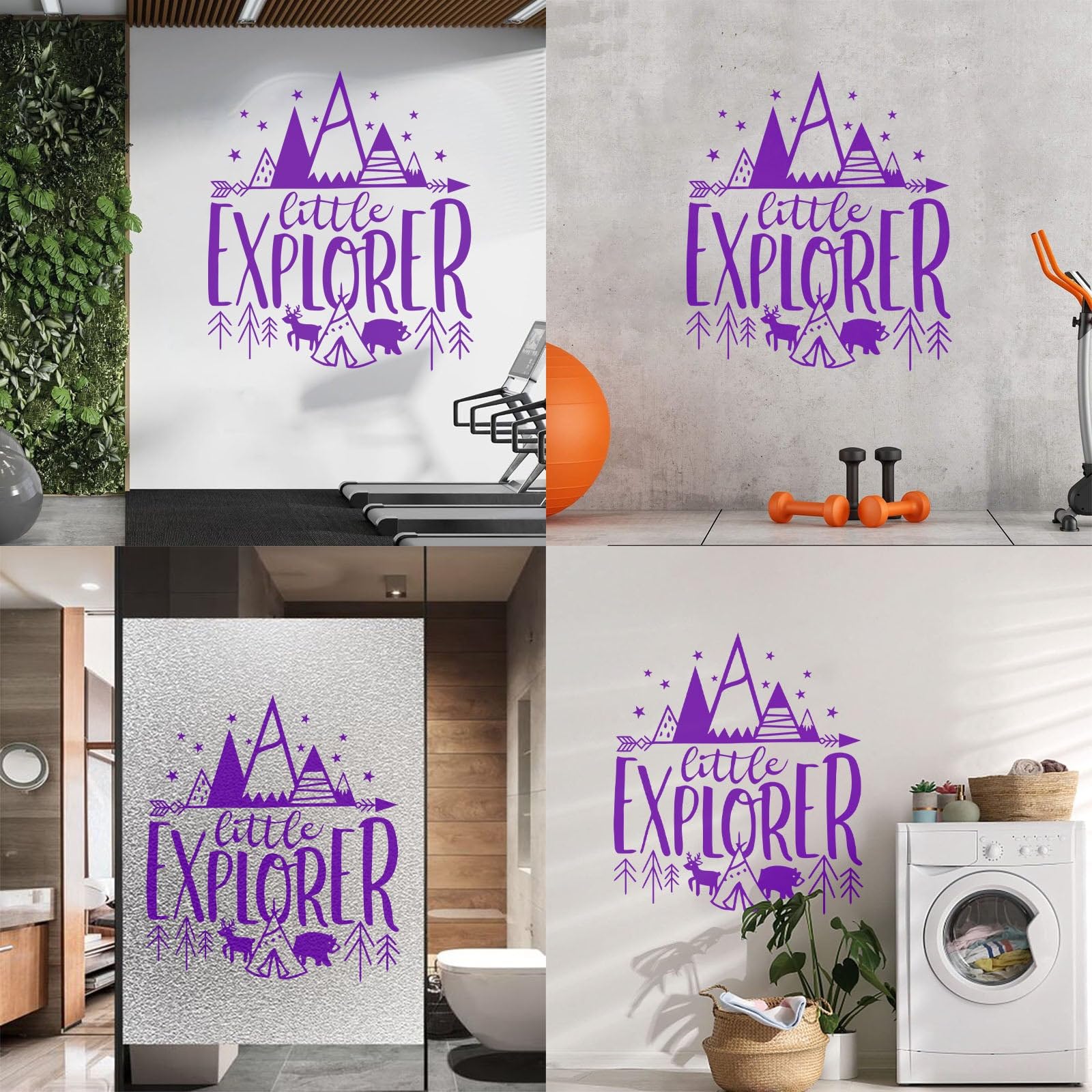 Kids Room Décor Little Explorer Design Wall Decals Bear with Tents Vinyl Wall Sticker Kids Adventure Wall Murals Decor Large - 57x65cm - Image 4