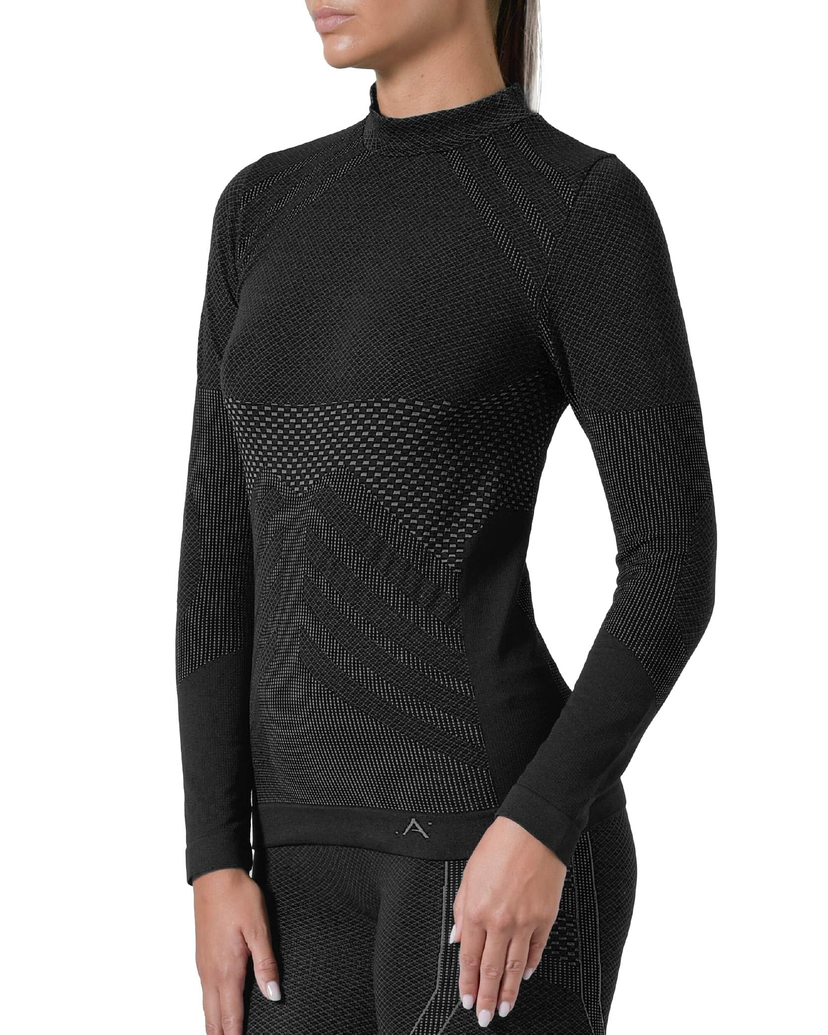 Risalti Thermal Tops Womens Turtleneck Energy - Womens Thermal Top Breathable Microfibre, Women's Thermal Tops Technical, Thermal Underwear Womens Seamless, Thermal Base Layer - Made in Italy