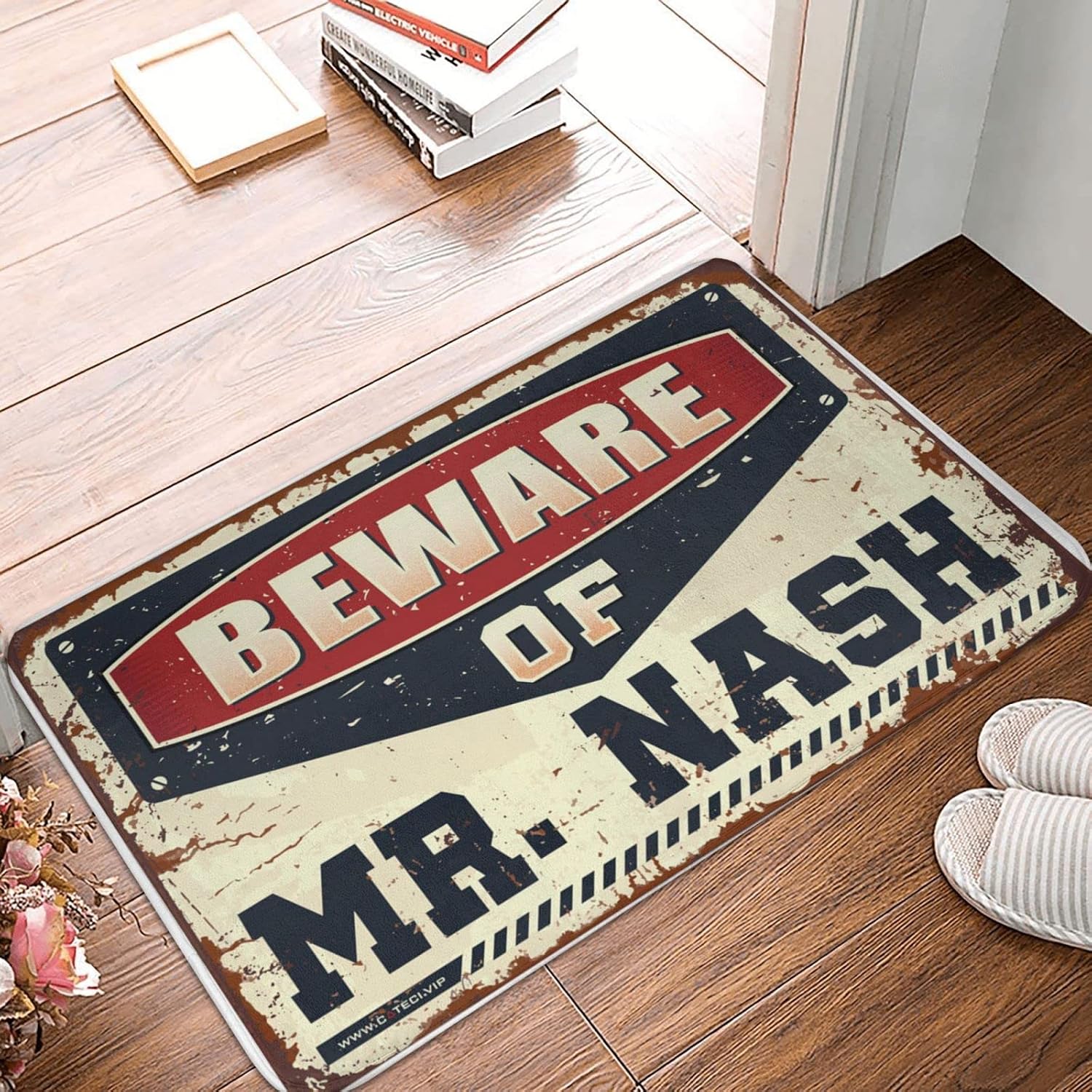 Fall Outdoor Rug for Front Door Beware of Mr. Nash Doormat Room Decore Men Cave Decor(65X90CM)