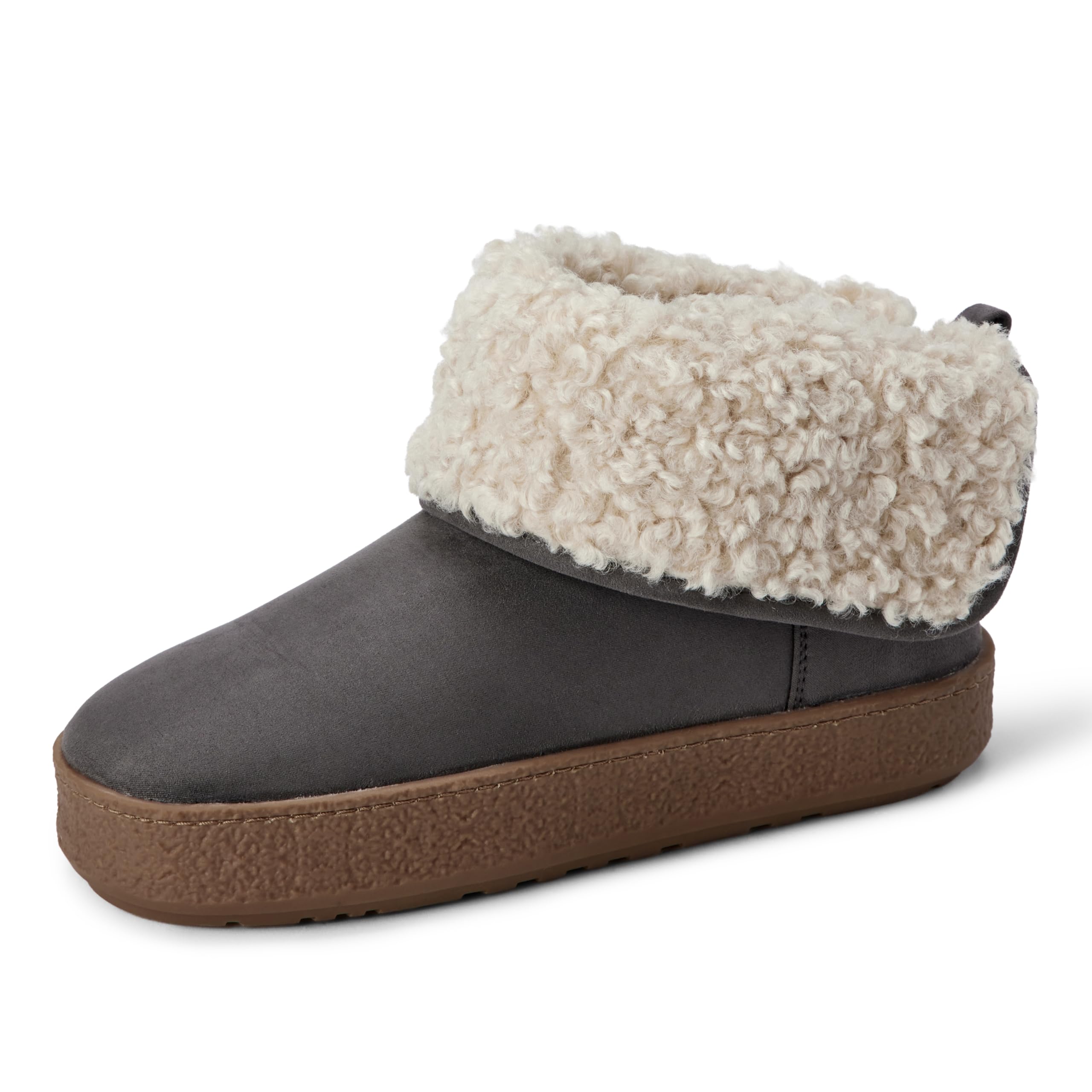 Amazon Essentials Women's Shearling Boot, Grey Microsuede, 8.5