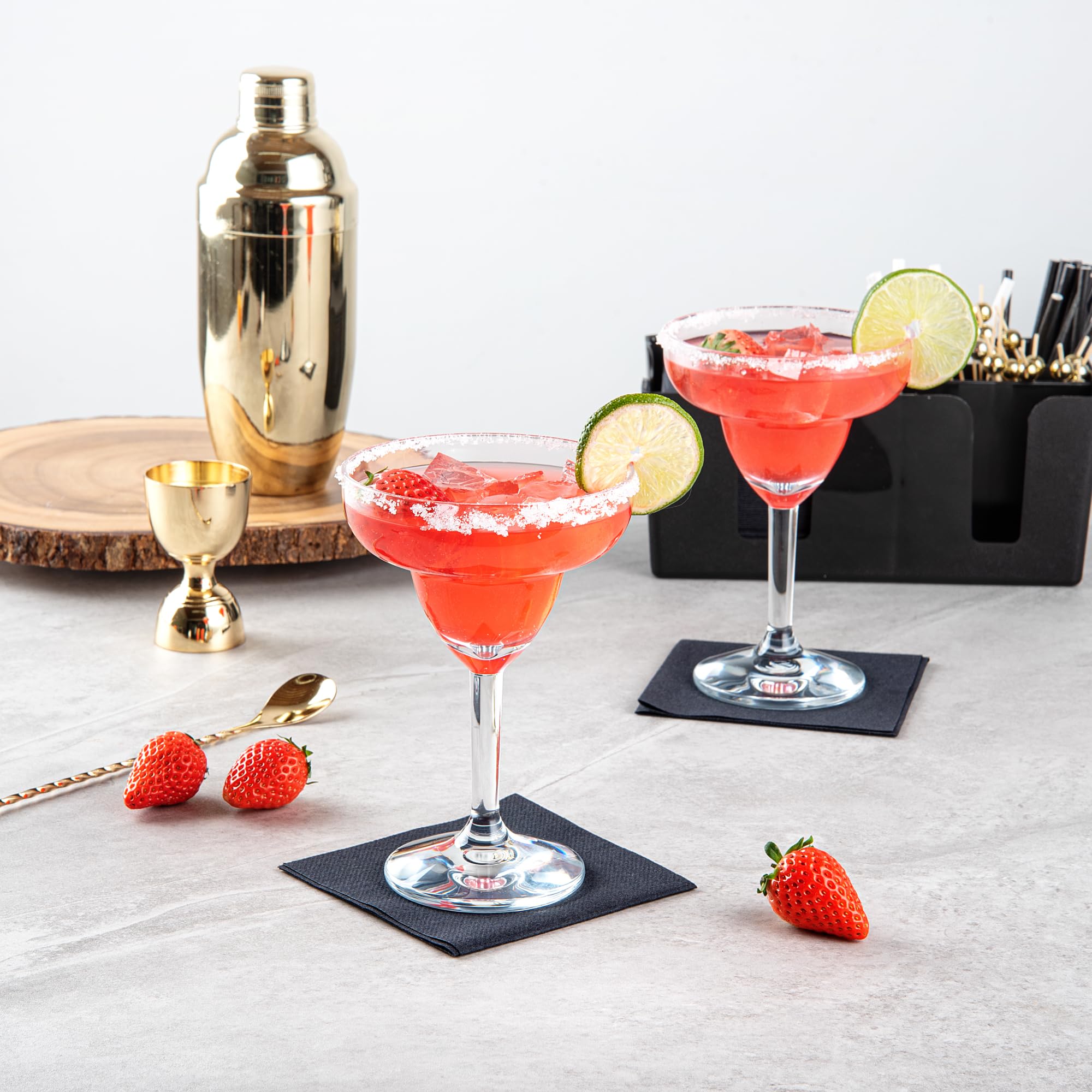 Restaurantware BEV Tek - Bicchieri da Margarita da 325 ml, 6 bicchieri da cocktail resistenti, lavabili in lavastoviglie, infrangibili, in plastica PC trasparente, per tutti i tipi di bevande