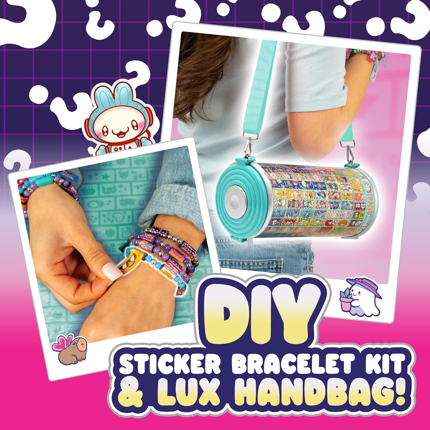 Sticki Rolls Sticki Rolluxe Series 2 - Glam Handbag + Craft Kit, Includes 3 Jumbo Stickies, Supplies for 10 Bracelets & 2 Pendants