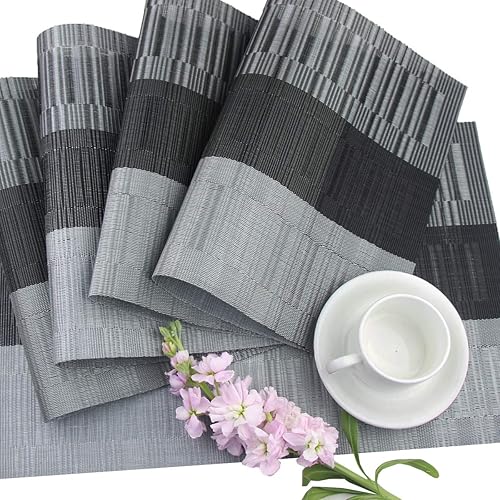 Miniatura 287 de PIGCHCY Juego de 6 manteles individuales beige de vinilo PVC duraderos para mesa de comedor, manteles individuales resistentes al calor, Beige -