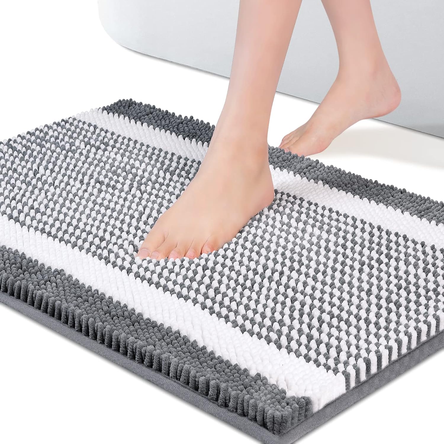 Abilliongo Bathroom Rug, Bath Mat Non Slip Bath Rug Plush Chenille Bath Mats for Bathroom Machine Washable 32''×20''