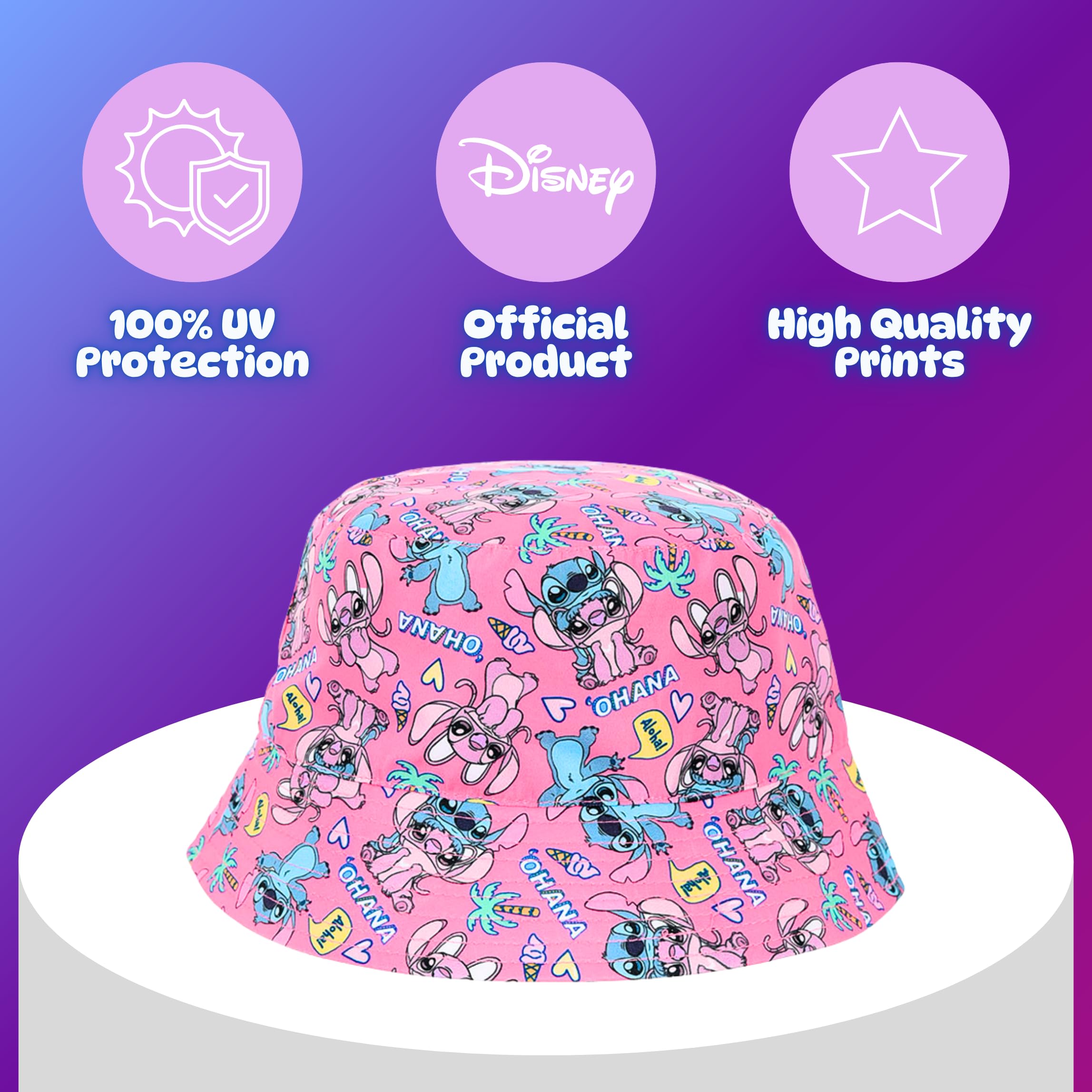 Disney Stitch Gorro para Niñas, Diseño Ohana Stitch y Angel Gorra de Pescador, Gorra de Verano Infantil Regalo para Niñas