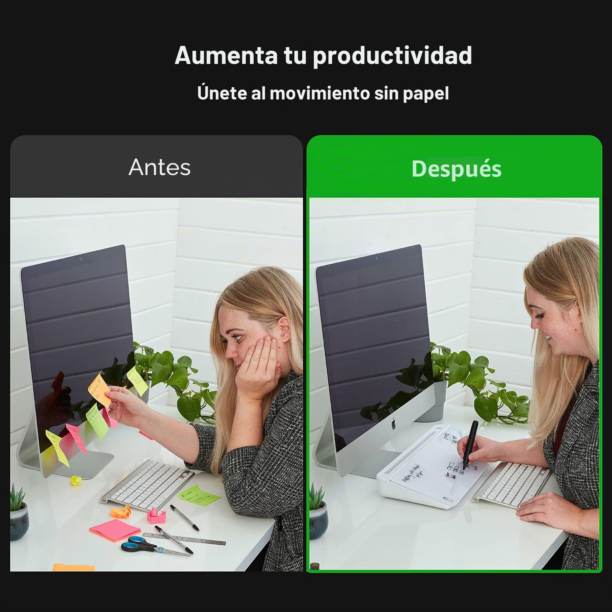 Pizarra blanca de escritorio de cuña – Pizarra blanca de escritorio todo en uno y organizador de escritorio. Esta pizarra blanca de cristal es ideal como una pequeña pizarra blanca de oficina y