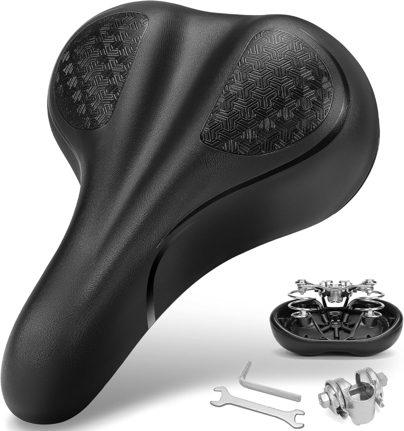 Bicycle Seats for Comfort Men & Women, Extra Soft Padded Memory Foam Bike Seat Cushion, Comfortable Bike Saddle for Ebike, Mountain Bike, Road Bike, Cruiser Seat, Stationary Exercise Bike