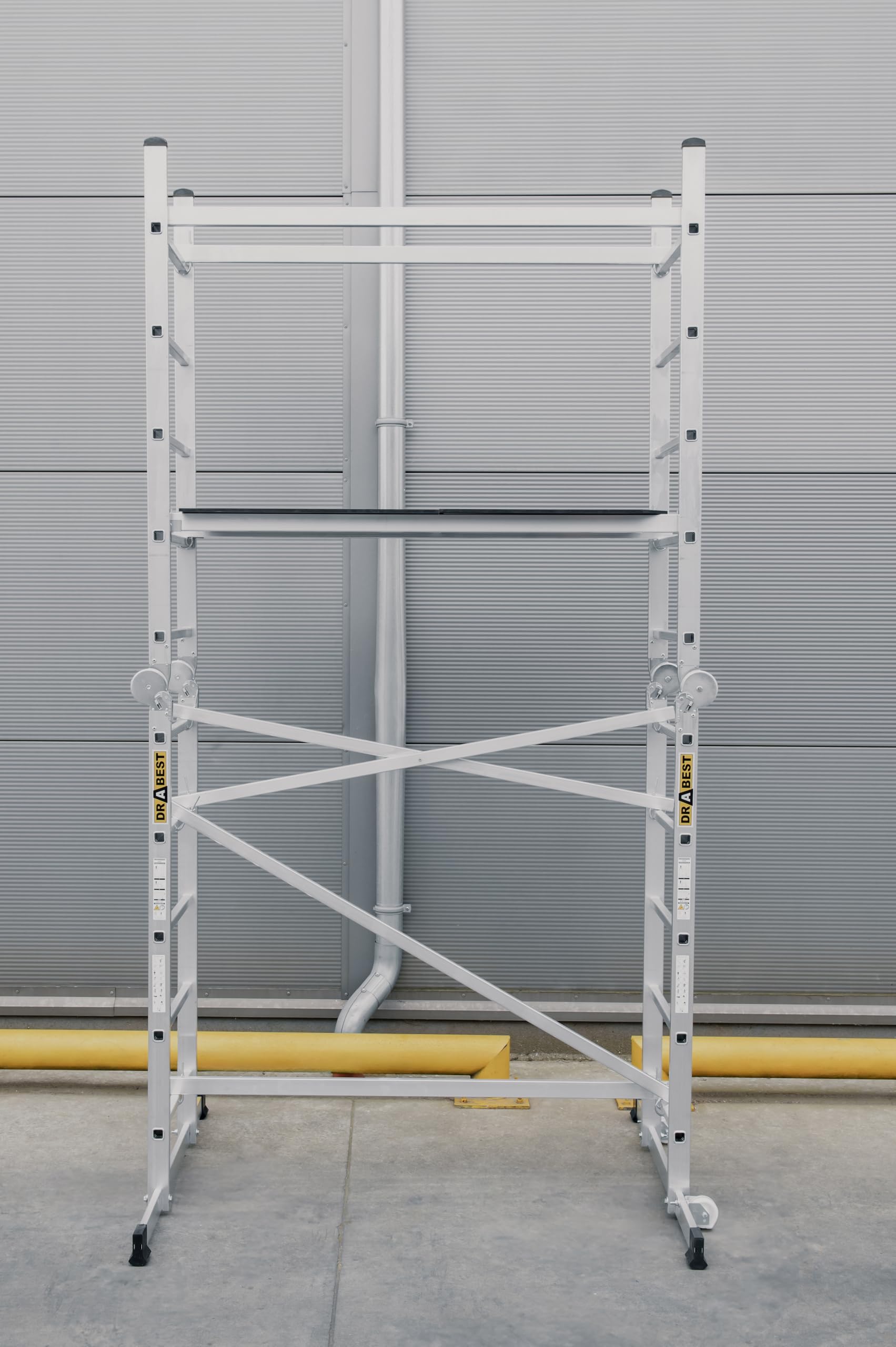 DRABEST Andamio Móvil IKAR de Aluminio – Multiusos – Fácil Montaje – EN 13 – Robusto y Duradero – Uso Versátil – Capacidad 150kg – 1,5 x 3 x 1,1 m