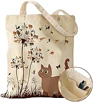 Vista 12 de Canvas Tote Bag with Pocket - Aesthetic Cute Canvas Bag for Women Shoulder Totes for Shopping, Work, Gym