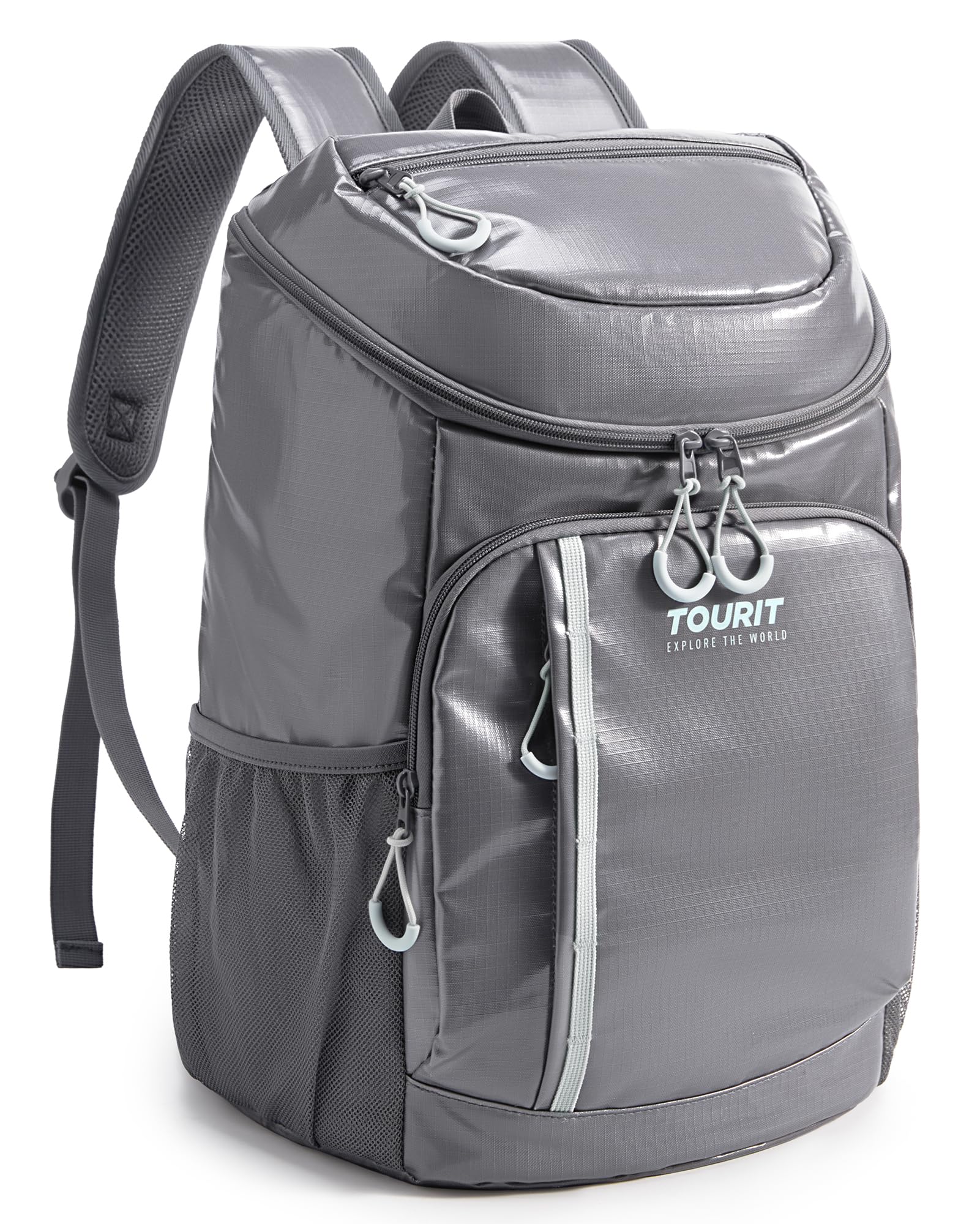 TOURIT Cooler Backpack 30 Cans Lightweight Insulated Backpack Cooler Leak-Proof Soft Cooler Bag Large Capacity for Men Women to Picnics, Camping, Hiking, Beach, Park or Day Trips (Grey-1)