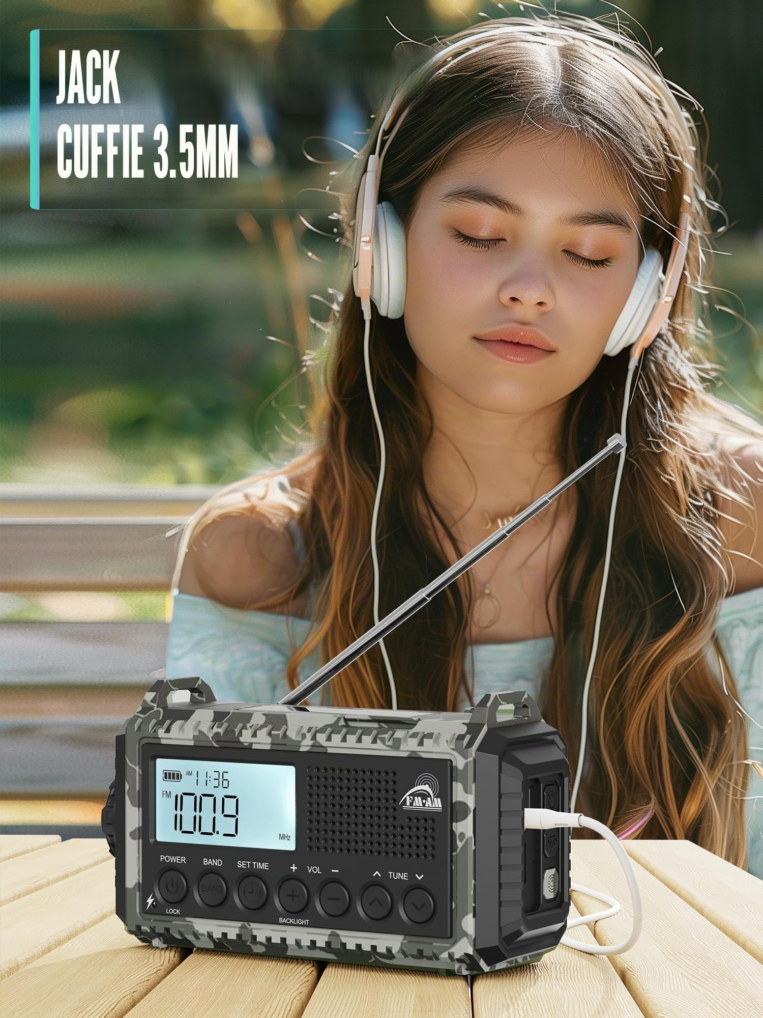 Radio Portatile di Emergenza 12000 mAh AM/FM/SW Ricaricabile Impermeabile