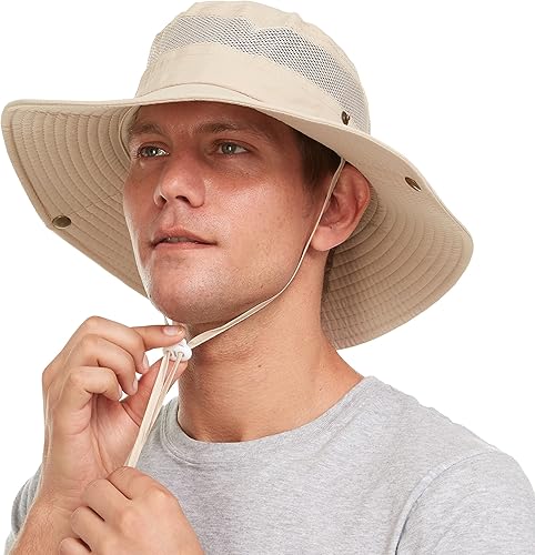 Sombrero de sol para hombresmujeres, protección UV, ala ancha, sombrero Boonie para senderismo, pesca, safari