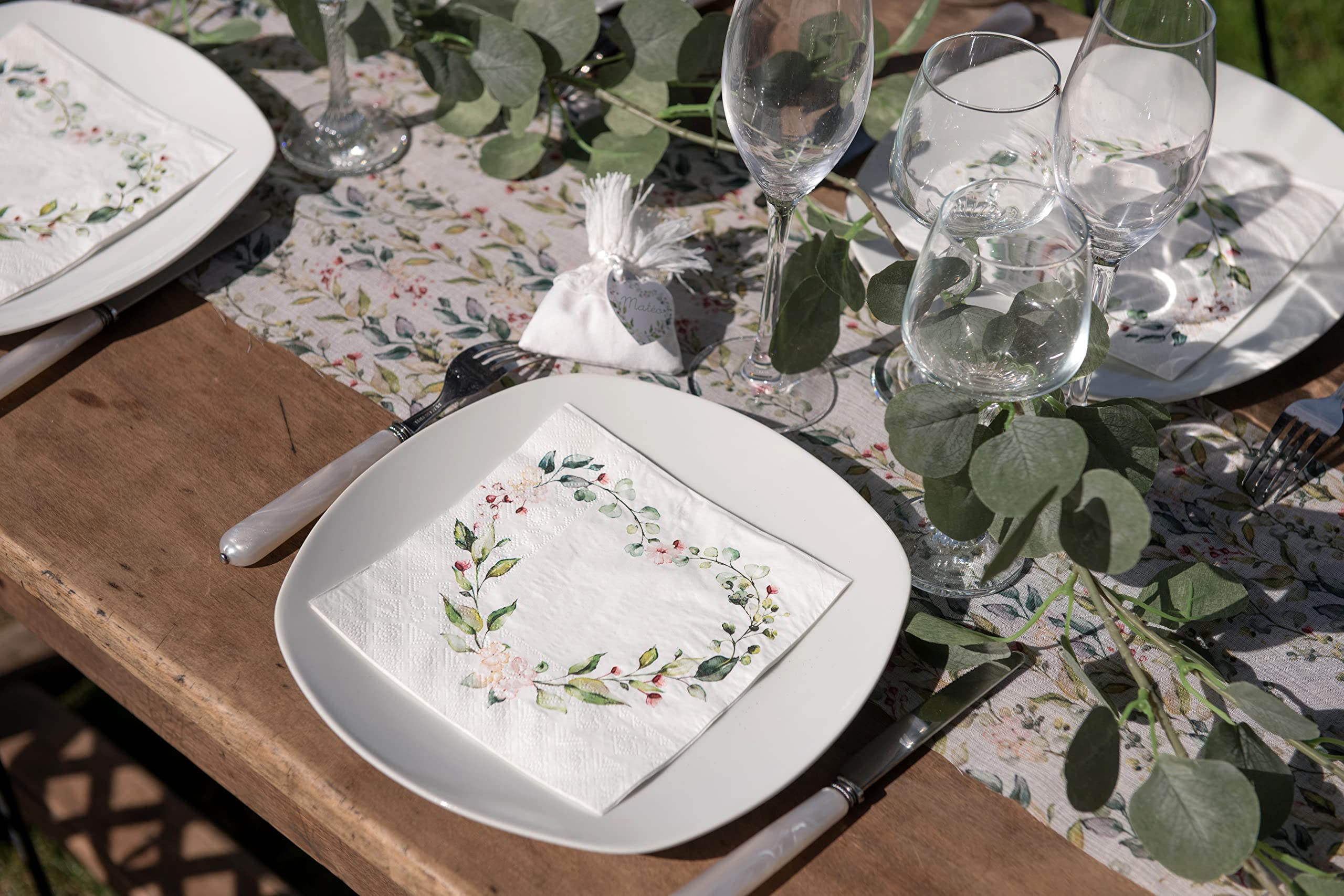 Lot De 20 Serviettes De Table Méditerranéennes Fraîches