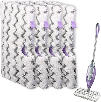 Tidy Monster Steam Mop Pads with Scrub Strips Microfiber Replacement Pad Refills for Shark Steam Pocket Mop S3500 Series S3501 S3601 S3550 S3801 S3901 SE450 S3601D S3901D White Scrub Stripe 4 Pack