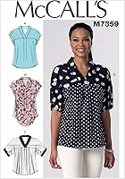 Vista 1 de McCall's Patrones M7359 Camiseta de manga Dolman con cuello en V para señoritas, Y (XS-S-M)