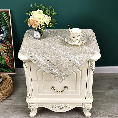 NEWISHER Mantel bordado de granja rústica de tela jacquard a rayas, mantel de lino lavable para cocina, comedor, decoración del hogar, café, 70 NEWISHER Mantel bordado de granja rústica de tela jacquard a rayas, mantel de lino lavable para cocina, comedor, decoración del hogar, café, 70