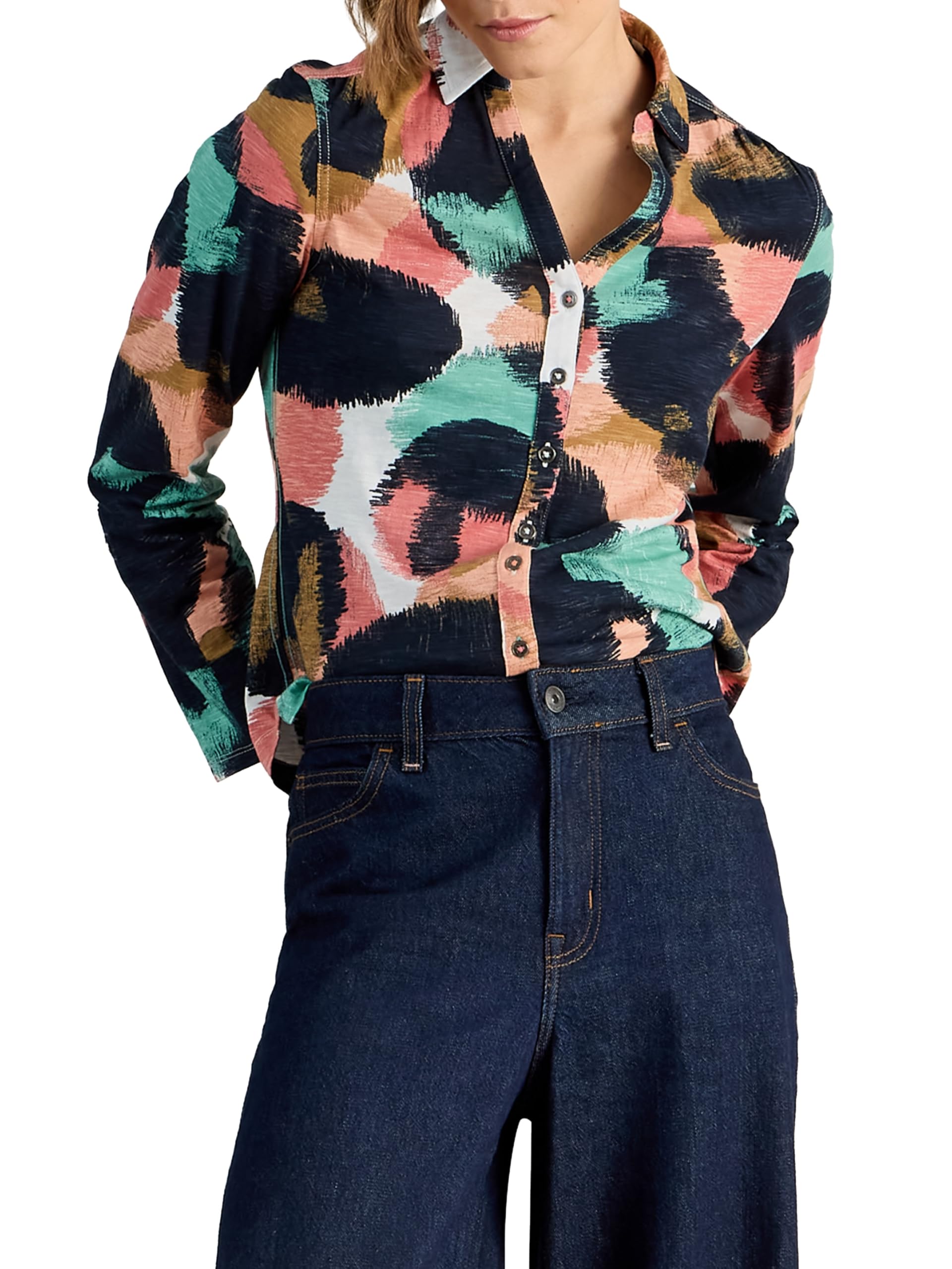 White Stuff Women's Annie Shirt, Navy Pr, 18