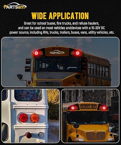 Miniatura 6 de Partsam 2 luces traseras redondas de tránsito de 7 pulgadas, color rojo, 36 LED, luz LED roja de 7 pulgadas, luz trasera de camión STT, luces