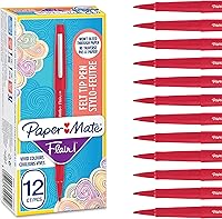 Vista 24 de Paper Mate Flair Pen, punta media de 0.7 mm, negro, caja de 12