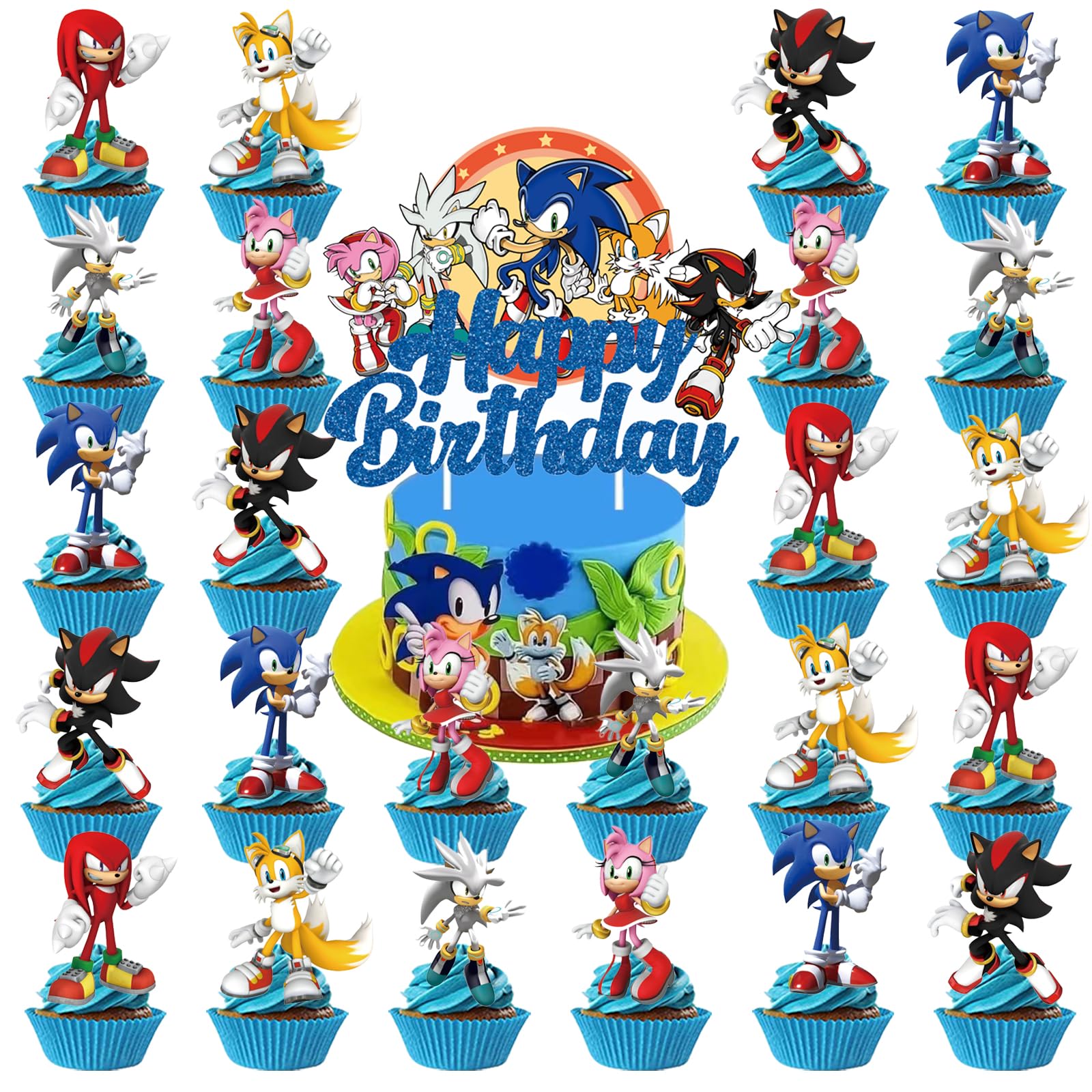 25pcs Toy Cake Toppers Cupcake Toppers For Birthday Cake Decorations Birthday Party Supplies Decorations
