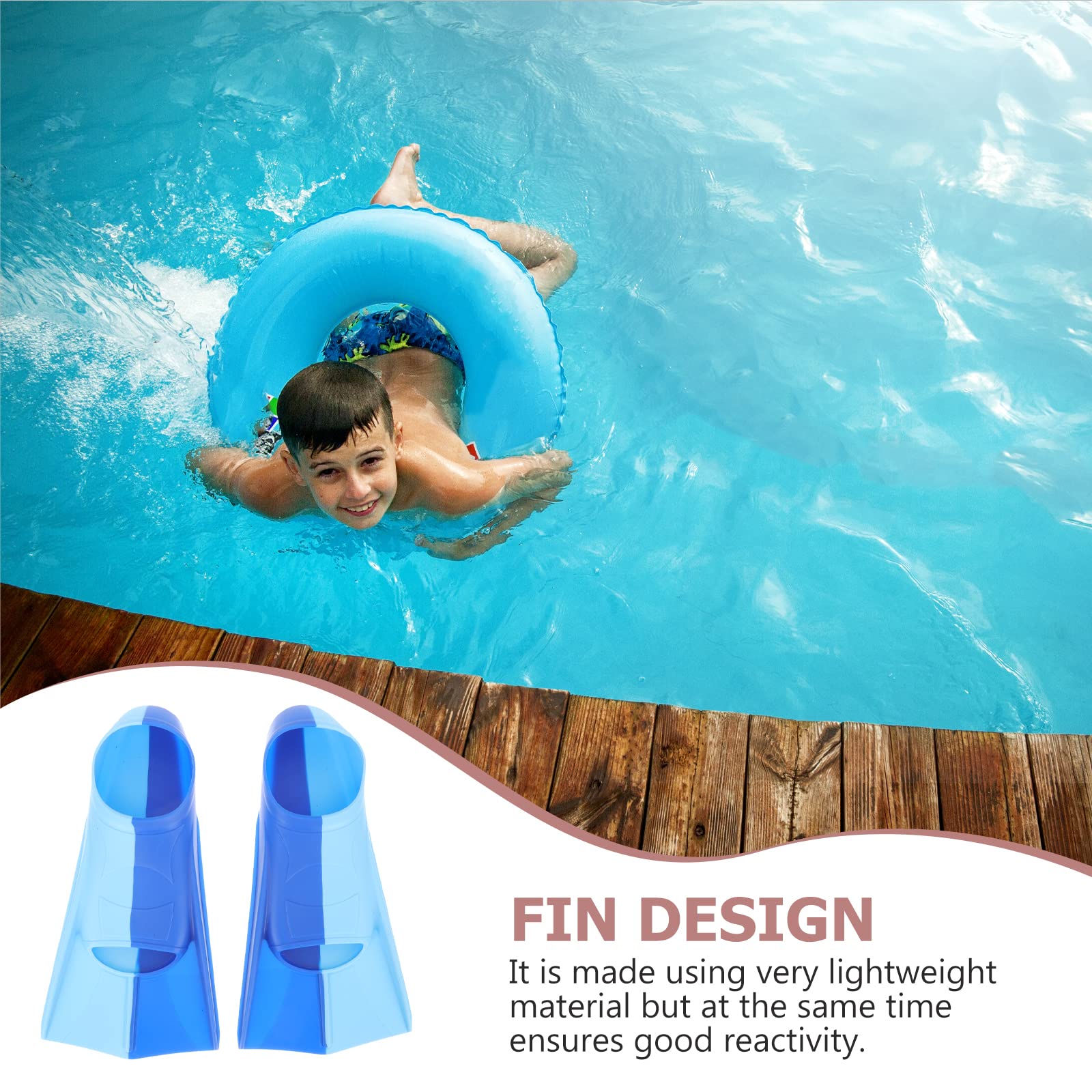 LOGOFUN Kids Swimming Training Flippers Rubber Water Sports Gear for Child Summer Beach Party Outdoor Sports Supply - Blue 12 * 6 * 2in