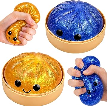 2 Packs Squishy Dumpling, New Dumpling Squishies with Beads, Colorful Dumplings Squezee Stress Relief Fidget Sensory Toy Gifts for Kids Adult