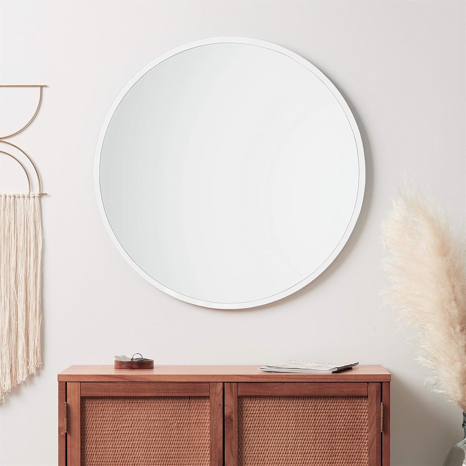 18'' White Round Rubber Framed Wall Mirror