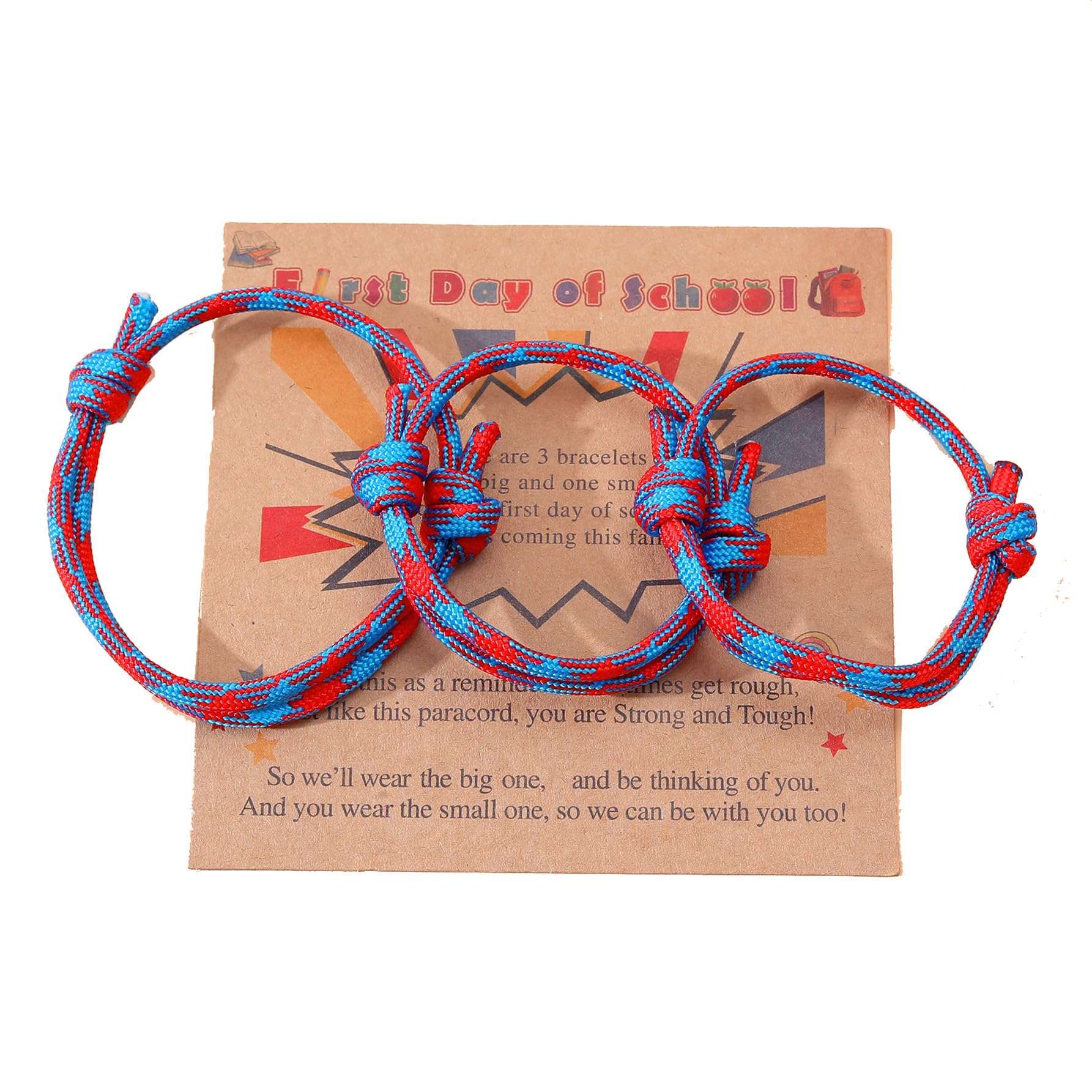 2-3Pcs First Day of School Knit Rope Bracelet Love Between Mother/Father/Mama and Daughter/Son/Me Back To Scool Gifts Protection Anxiety Relief