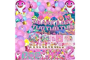 Baby Shark Decorations for Girls - Pink Two Two Two Birthday Party Supplies Set