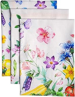 Maison d' Hermine Kitchen Towels Set of 3 100% Cotton 27.50" x 20" Reusable Cloth Tea Dish Towels Absorbent with Hanging Loop for Kitchen Easter Decorations Spring/Summer (Giverny)