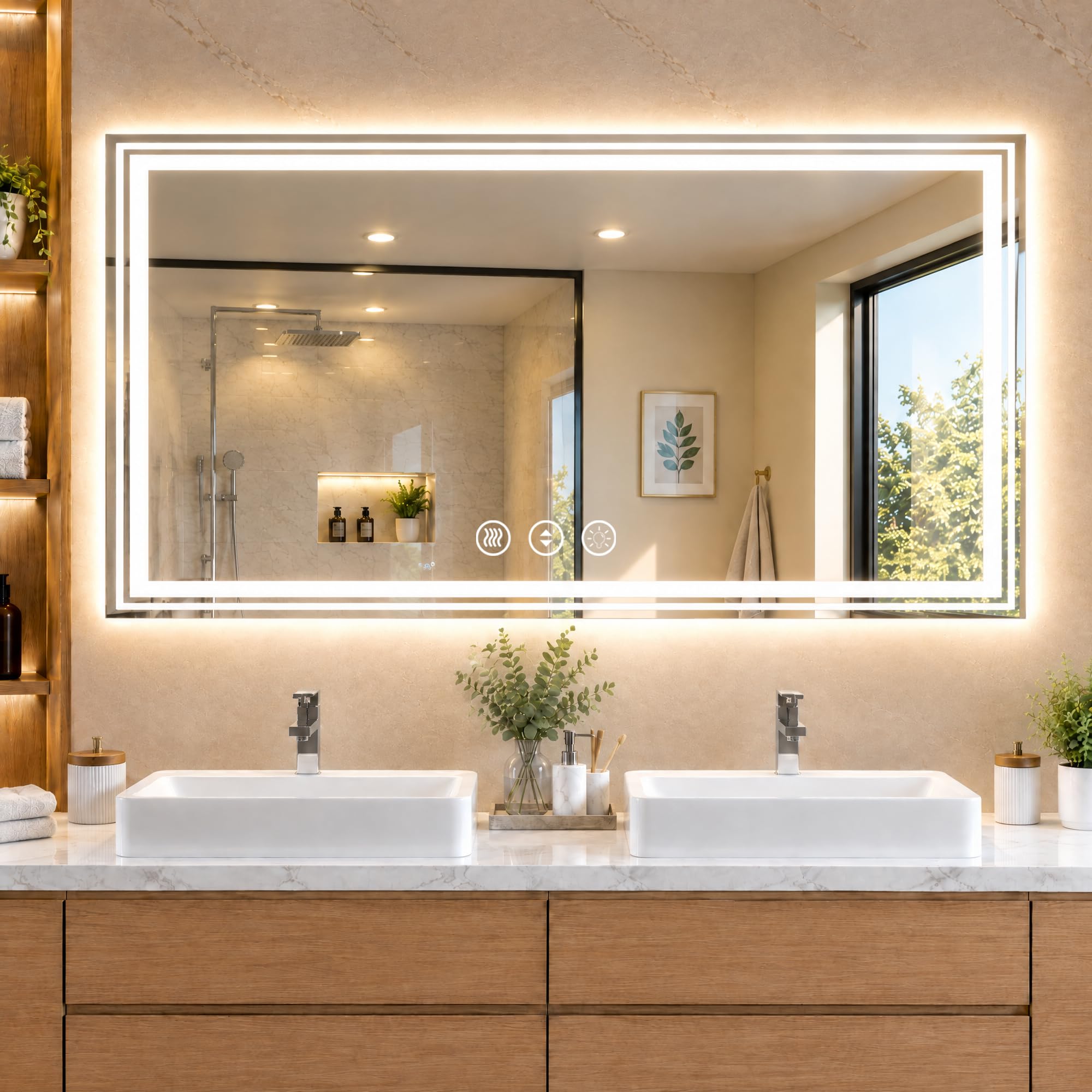 WTTY 72" x 32" LED Bathroom Mirror with Lights,ETL Listed