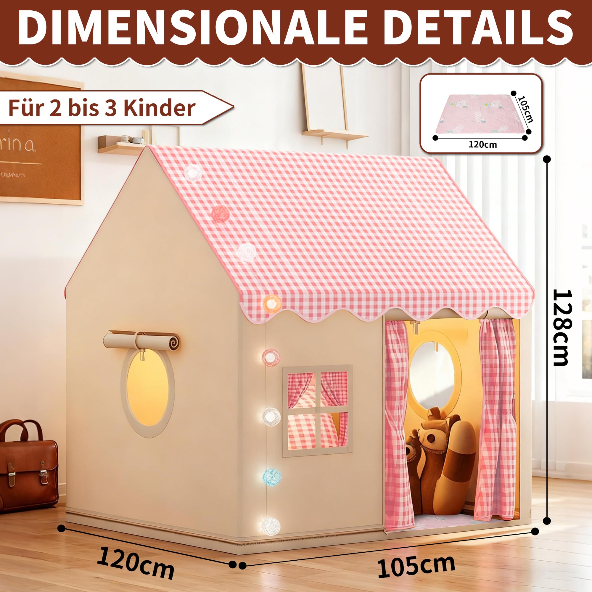 OUUTMEE Tienda de juegos 2 en 1 con estera para niños, tienda de campaña para interior, tienda de juegos para habitación infantil, casa de juegos para la decoración interior de habitaciones infantiles