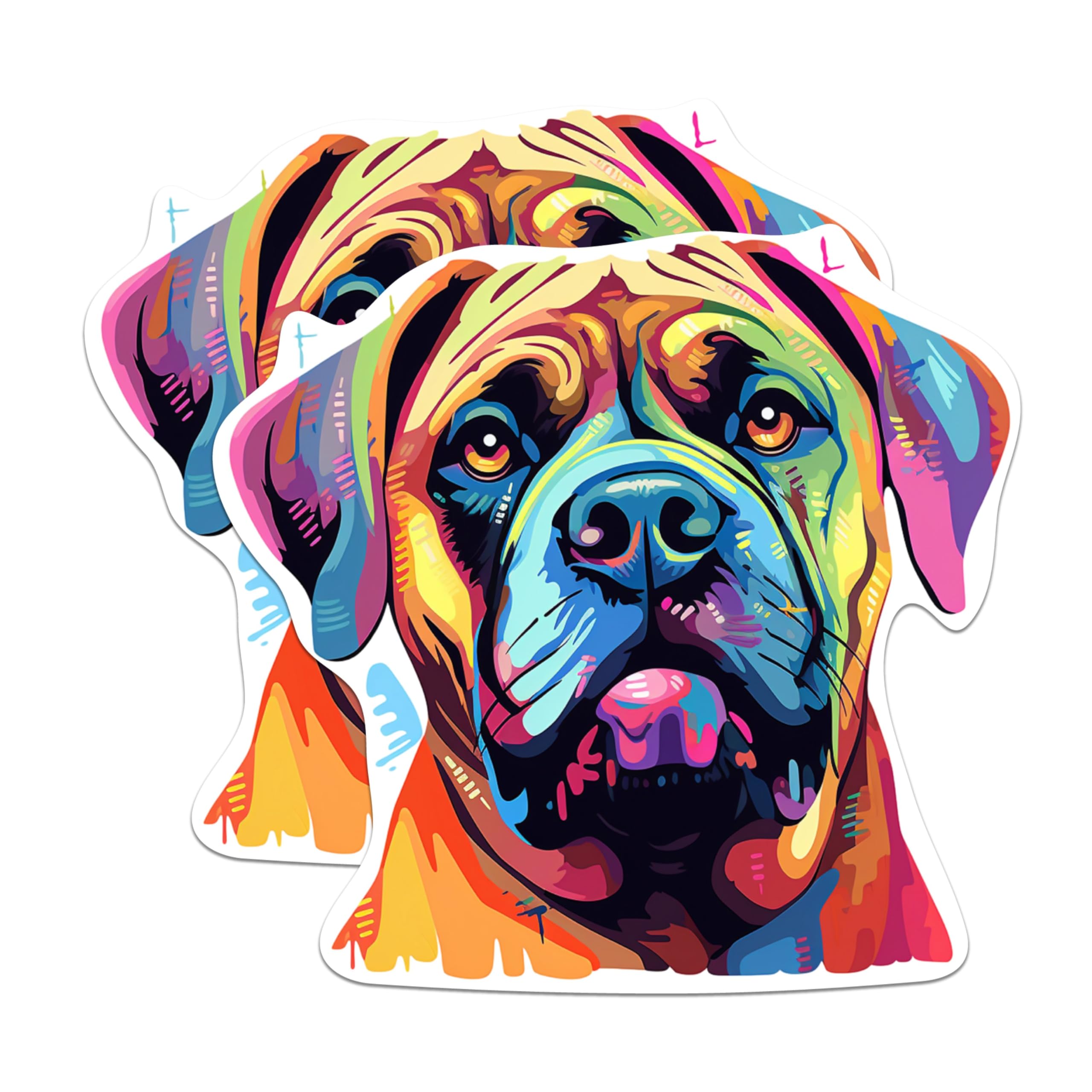 (2 Pack) Bullmastiff Dog Breed Stickers - 5 Inches On Longest Side - Choose from Over 100 Dog Breeds - for Cars, Trucks, Skateboards, Laptops - Made in USA - BMCS1806