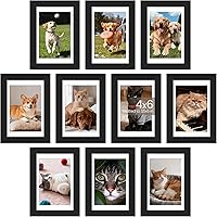 Vista 1 de upsimples 4x6 Picture Frame Set of 10, Display Pictures 3.5x5 with Mat or 4x6 Without, Multi Photo Frames Collage for Wall or Tabletop Display, Black