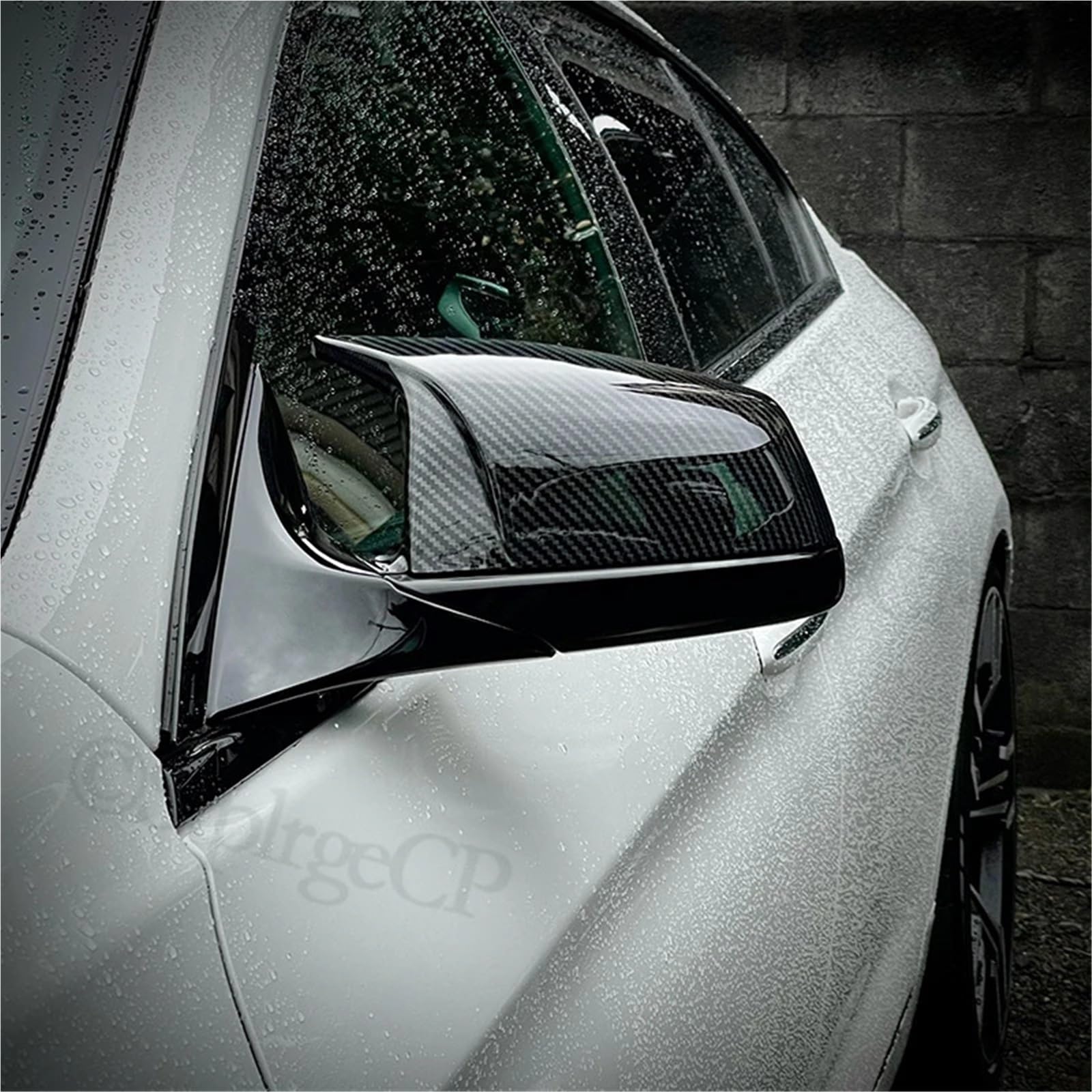 Auto Spiegelkappen Für 5 6 7 Serie E60 E61 E63 E64 F07 F10 | F11 F13 F01-F04 Carbon-Muster, schwarze Seite für Flügel-Rückspiegel-Abdeckkappe(Black)