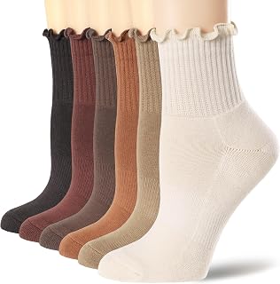 Mcool Mary Women's Ruffle Athletic Cotton Socks,Multicolor,6Pack | Cushioned,Over Ankle,Cute Frilly Cuff,Running,Tennis,Cycling,School Socks