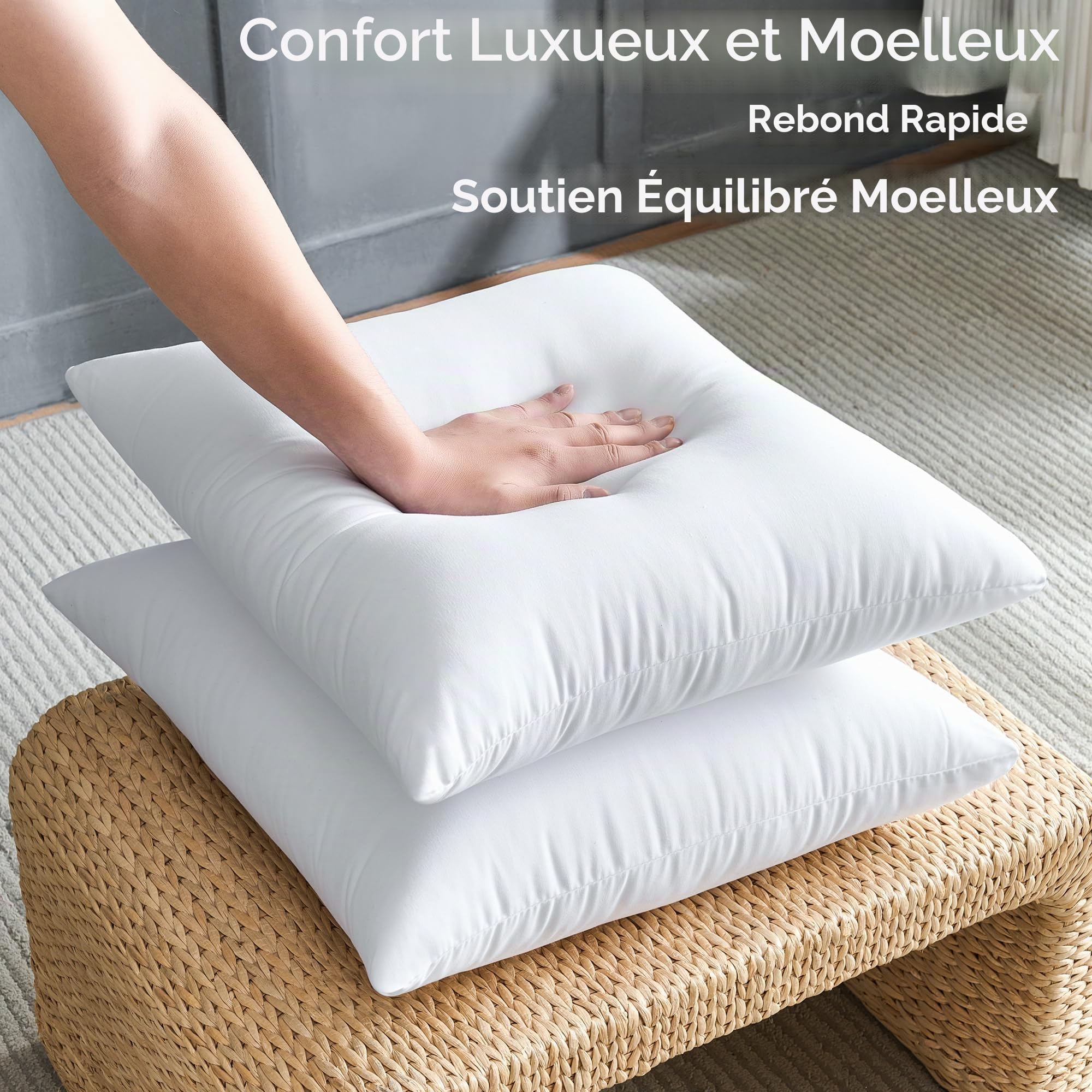 Coussin Rembourrage 50 x 50 cm Lot de 4 Grands Coussins Décoratifs Blancs pour Le Salon Canapé Lit Canapé Carrés Housse de Coussin Garnissage Coussin