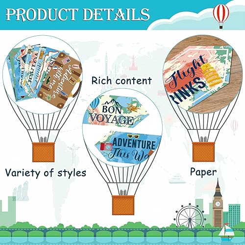 Miniatura 4 de Juego de 20 decoraciones temáticas de viaje para fiestas de cumpleaños baby shower viajes decoraciones de fiesta 11 x 8 pulgadas 11 x 5 pulgadas