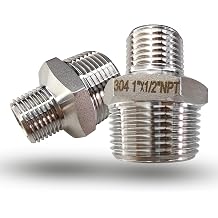 1" Male to 1/2" Male NPT Hex Reducing Nipple Fitting Adapter, 304 Stainless Steel 1 Inch to 1/2 Inch MNPT Threaded Pipe Adapter Fittings Reducing Nipples Connector for Plumbing Hydraulic Systems