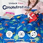 Kivik Weighted Blanket 3lb, Washable Breathable Heavy Blankets Throw, Sleeping & Calming for Bed Couch School, Cooling Microfiber, 36x48 Inches, 3 Pound, Blue Dinosaur