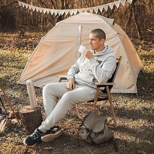 Miniatura 8 de 2 Pack Foldable Camping Chairs, 220lbs Capacity Portable Aluminum Frame Lounge Chairs with 600D Oxford Fabric Lightweight Folding Chairs for Beach