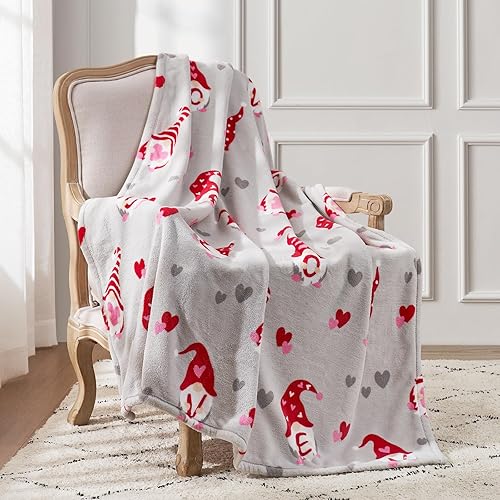 Miniatura 3 de Cozy Bliss Manta suave con diseño de gnomo de amor manta de felpa lechosa de lujo ultra suave y ligera con textura para sofá sofá y cama gnomo amor